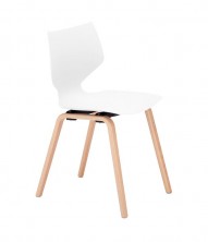 IFly Timber Leg Visitor Chair. White Or Black Poly Prop Shell On Timber Frame.